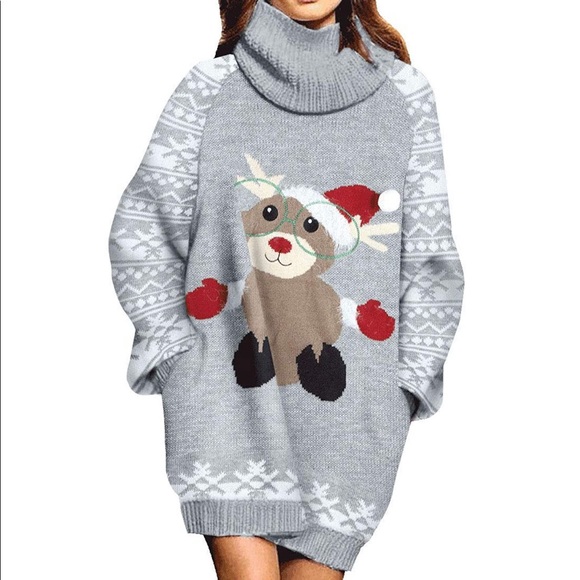 Tops - Loose Turtleneck Oversize Pullover Sweater Dress